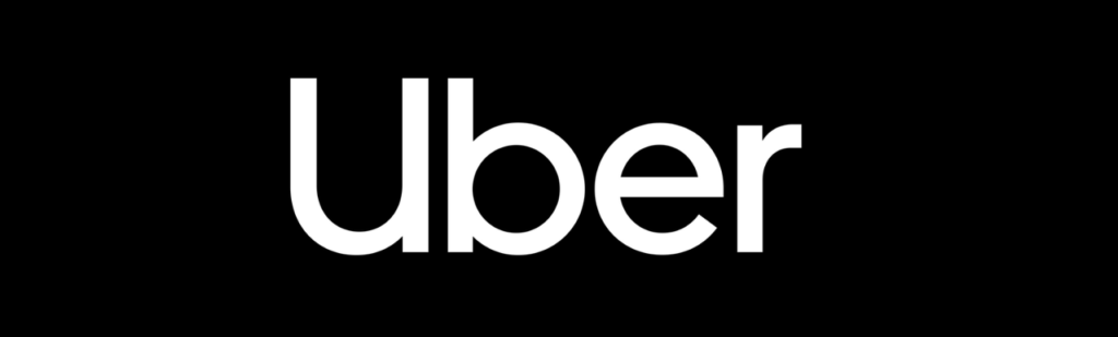 Uber logo. It shows a landscape black logo with the word 'Uber' in white.
