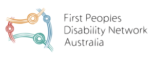 First Peoples Disability Network Logo. Shows an image of australia in artistic style with the wording 'First Peoples Disability Network' next to it.