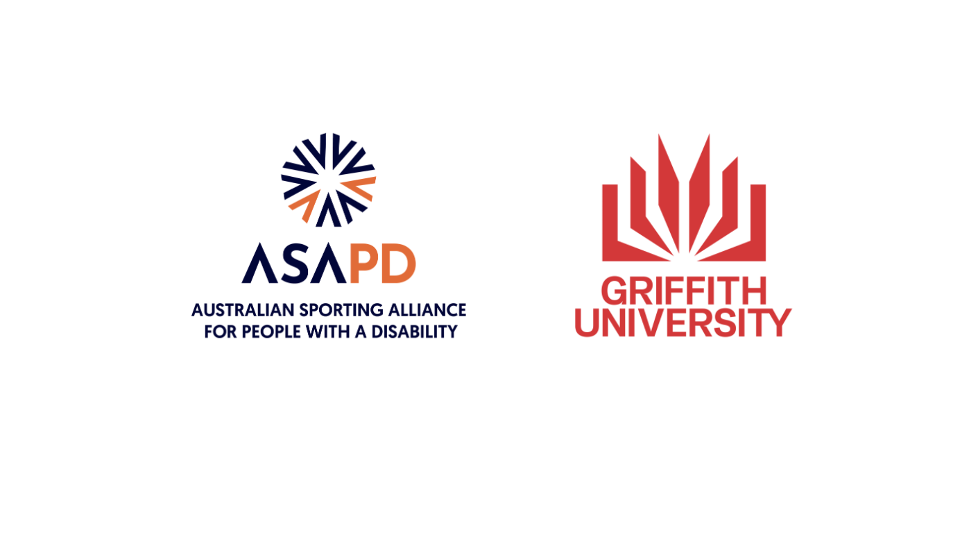 Logos of the Australian Sporting Alliance for People with a Disability (ASAPD) and Griffith University side by side on a white background.